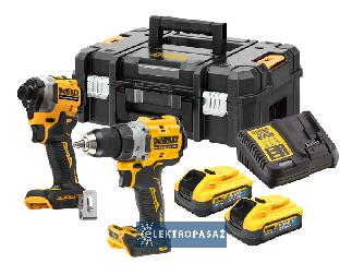 Akumulatorowy zestaw combo DeWalt DCK2051H2T-QW 18V XR 2x5,0Ah Powerstack zakrętakra udarowa DCF850 1/4 cala + wiertarko-wkrętarka DCD800 1