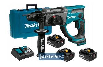 Akumulatorowa młotowiertarka Sds-Plus Makita DHR202RTE3 18V 3x5,0Ah 1,9 J z opcją kucia + zestaw dłut D-74136 walizka 1